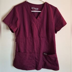 ​Grey’s Anatomy by Barco Mock Wrap Scrub Top - Burgundy - Medium